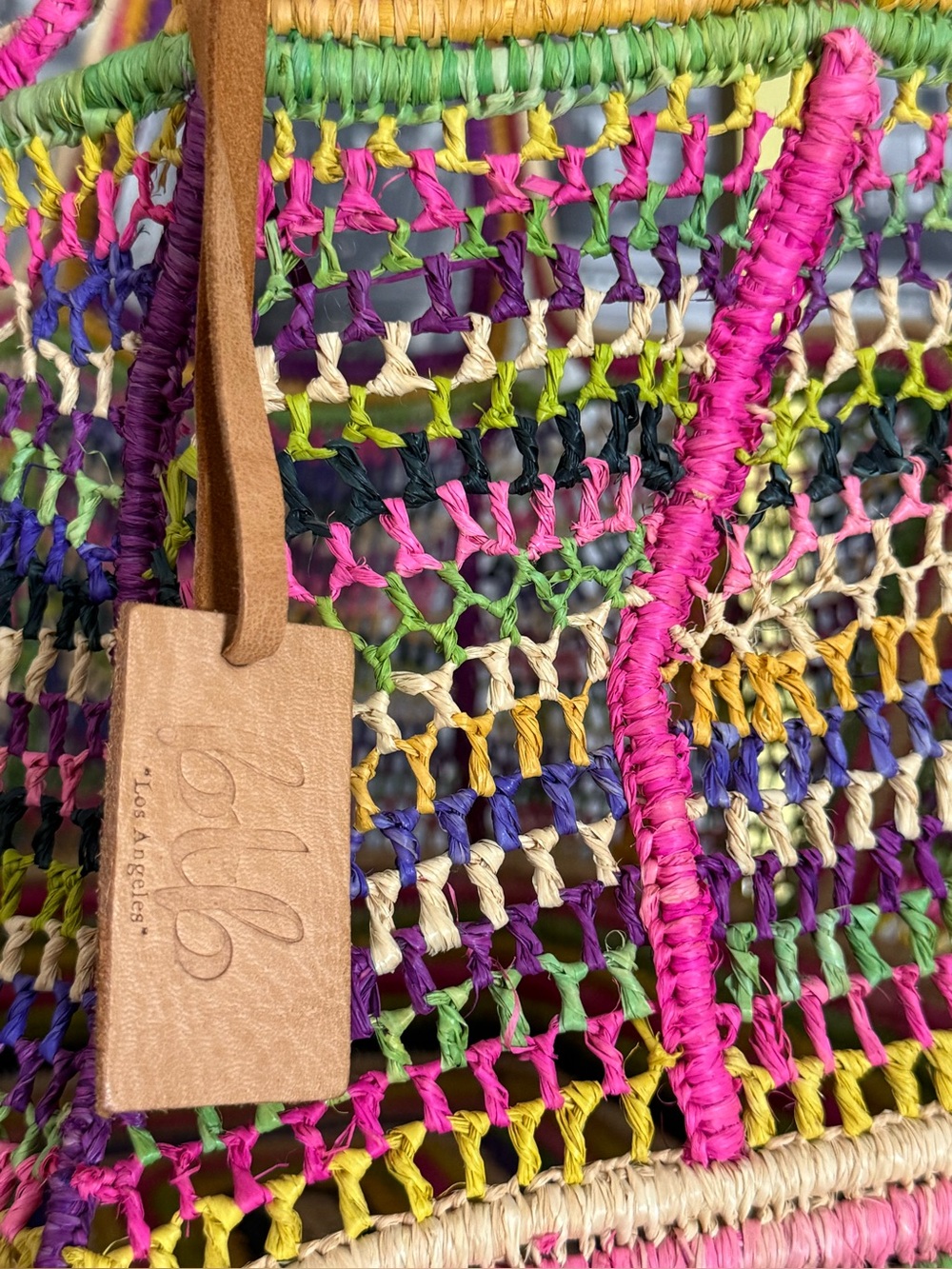 BTB Los Angeles Multicolor Raffia Architectural Open-Weave Tote - Picture 8 of 9